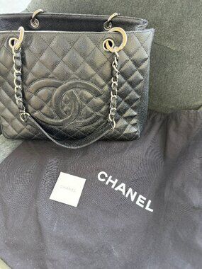 Chanel Grand Shopping Tote, black caviar with silver hardware